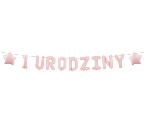 Girlanda papierowa 1 URODZINY różowa 1,5 m.