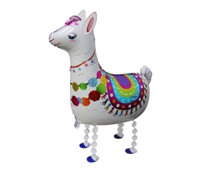 Balon foliowy Lama biała chodząca 67 cm x 75 cm