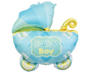 Balon foliowy Wózek niebieski 60 cm