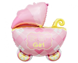 Balon foliowy Wózek różowy 60 cm