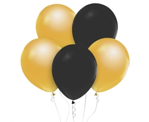 Balony : metaliki złote i pastelowe czarne 12 cali 50 szt