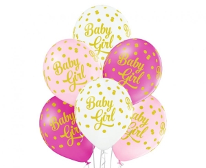 Balony Baby Girl Dots 12 cali 6 szt