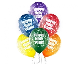 Balony Happy New Year 12 cali 6 szt