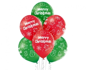 Balony Merry Christmas 12 cali 6 szt