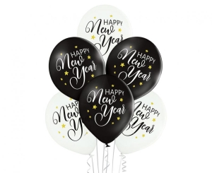 Balony Happy New Year 12 cali 6 szt