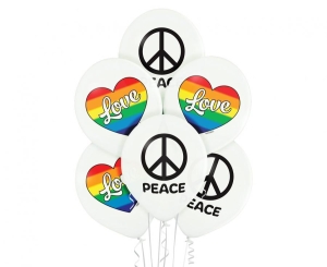 Balony Love and Peace 12 cali 6 szt