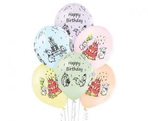 Balony Cute Birthday 12 cali 6 szt