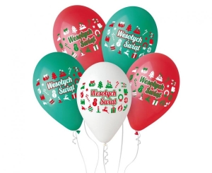 Balony Wesołych Świąt 3 kolory 12 cali 5 szt