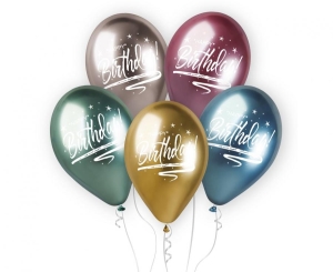 Balony Shiny Happy Birthday 13 cali 5 szt