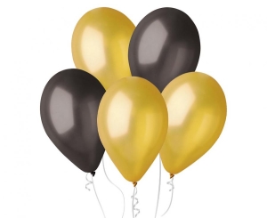 Balony GM90 metal 10 cali - złote i czarne 50 szt Gemar
