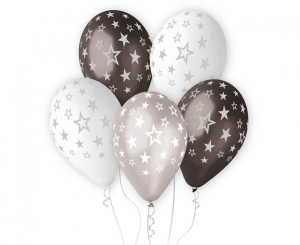 Balony GWIAZDY SREBRNE 13 cali 6 szt