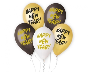 Balony Happy New Year 13 cali 5 szt
