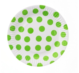 Talerzyki papierowe białe Groszki pistacjowe 18 cm 6 szt