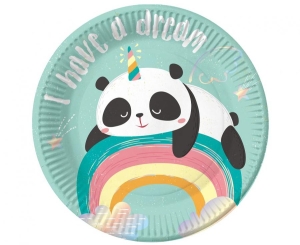 Talerzyki papierowe Rozmarzona Panda 18 cm 6 szt