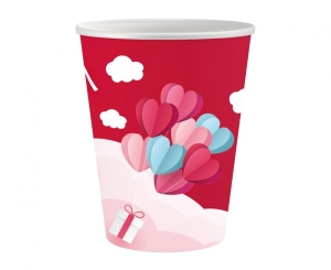 Kubeczki papierowe Kolekcja Love Is In The Air (czerwone) 250 ml 6 szt