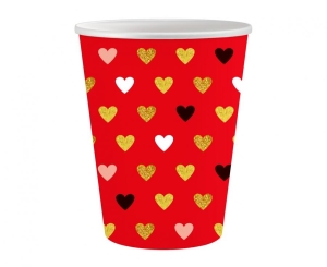 Kubeczki papierowe Kolekcja XOXO (czerwone) 250 ml 6 szt