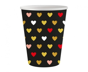 Kubeczki papierowe Kolekcja XOXO (czarne) 250 ml 6 szt