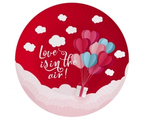 Talerzyki papierowe Kolekcja Love Is In The Air (czerwone) 18 cm 6 szt