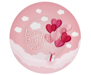 Talerzyki papierowe Kolekcja Love Is In The Air (różowe) 18 cm 6 szt