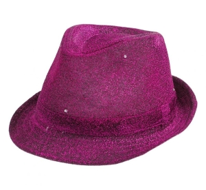 Kapelusz świecący Brokat purpurowy