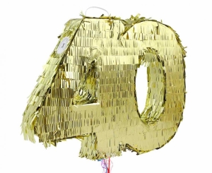 Piniata cyfra „40” metaliczna złota foliowa 50 cm