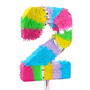 Piniata cyfra „2” pastelowa 50 cm