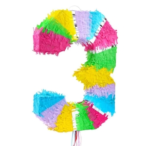 Piniata cyfra „3” pastelowa 50 cm