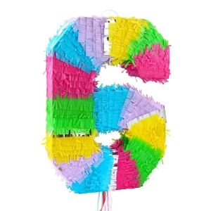 Piniata cyfra „6” pastelowa 50 cm