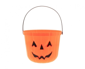 Wiaderko na słodycze Uśmiechnięta Dynia na Halloween 18 cm x 15 cm