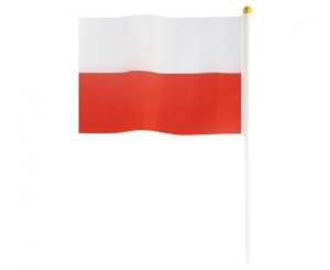 Polska flaga 30 cm x 45 cm z patyczkiem 60 cm 10 szt