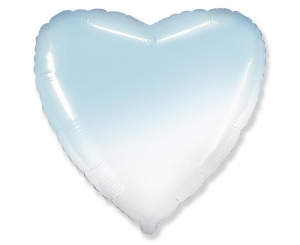 Balon foliowy 18 cali - Serce (gradient biało-błękitny) pakowany
