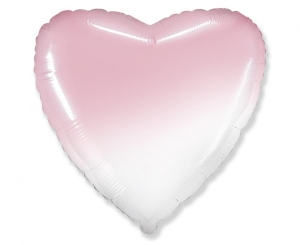 Balon foliowy 18 cali - Serce (gradient biało-różowy) pakowany