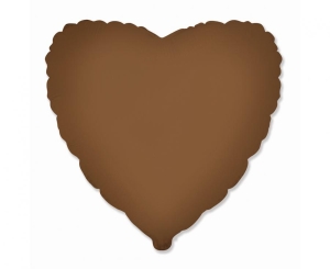 Balon foliowy 18 cali - Serce (matowe Choco Brown) pakowany