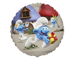 Balon foliowy 18 cali - Smerfy pakowany