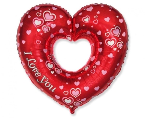 Balon foliowy 24 cale - Piękne serce - I Love You pakowany