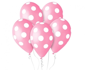 Balony 12" grochy pastel różowe 50 szt