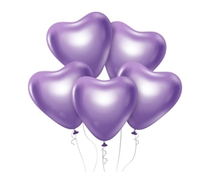 Balony 12" platyna jasnofioletowe serca 6szt.