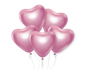 Balony 12" platyna jasnoróżowe serca 6szt.