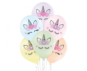 Balony Belbal 12 cali D11 pastel mix jednorożce 6szt.