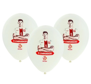 Balony białe z nadrukiem licencyjnym PZPN/ 5 szt