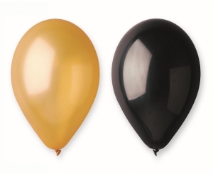 Balony Metalik złote i czarne 10 cali/ 5 szt