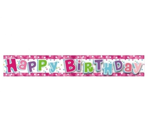 Banner "Happy Birthday" różowy 1 8 m