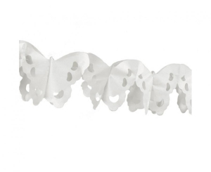 Girlanda papierowa Elegant butterfly biala 3 m