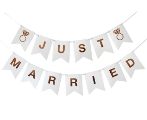 Girlanda papierowa W&C Just Married 300 cm DIY wys. flagi 18 cm