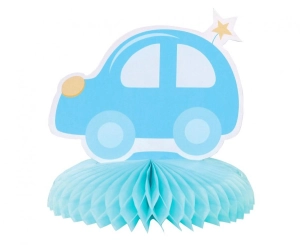 Dekoracja papierowa B&G na stół Baby Boy - samochodzik jasnoniebieska 14 cm
