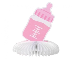 Dekoracja papierowa B&G na stół Baby Girl - butelka jasnoróżowa 17 cm