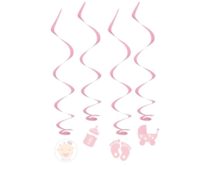 Papierowo-foliowa dekoracja wisząca B&G Baby Girl 60 cm 4 szt