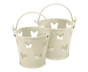 Wiaderka ozdobne na upominki dla gości Elegant Butterfly kość słoniowa 5 szt
