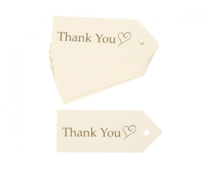Zawieszka elegancka Contemporary Heart - Thank you biało-złota 10 szt