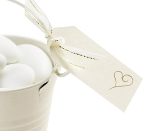 Zawieszka elegancka Contemporary Heart biało-złota 10 szt